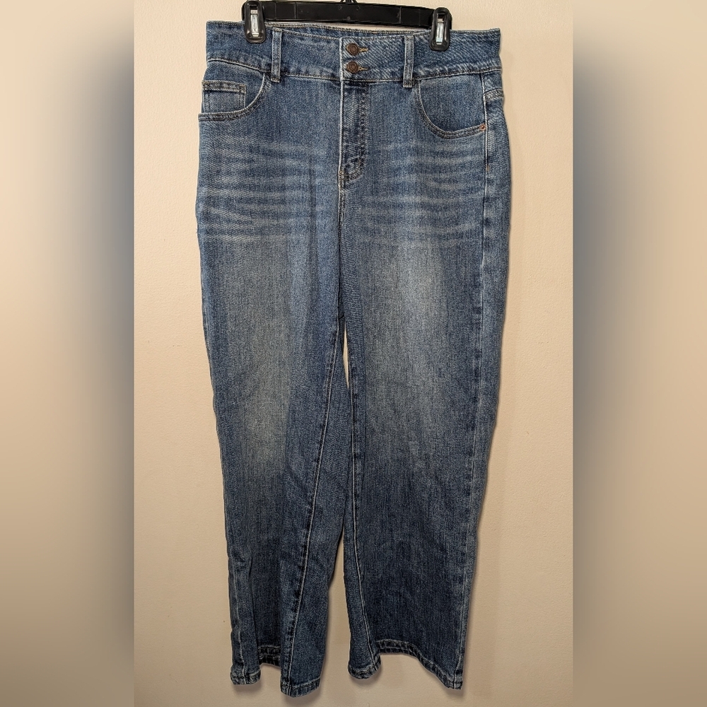 Upnet Women's Straight Leg Jeans Stretch High Waist Medium Wash Size 12 Short